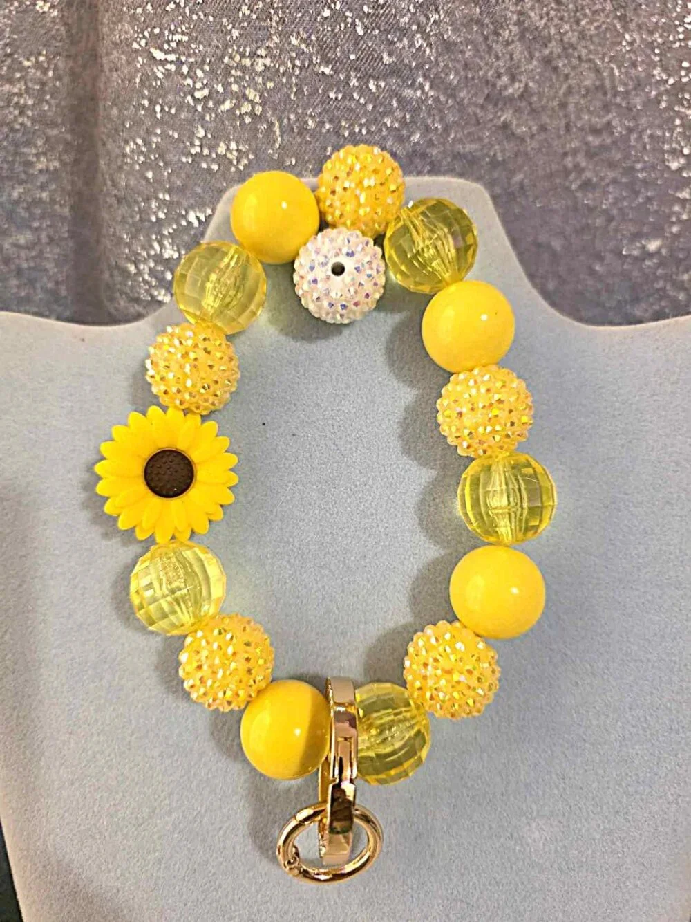 Sunflower Handmade Keychain Wristlet